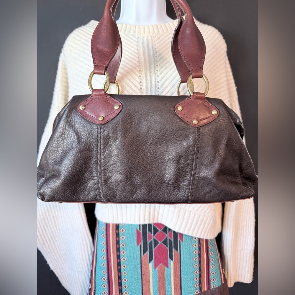 Sigrid Olsen doctors bag purse leather brown on brown.